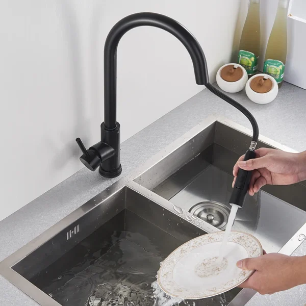 Black Pull Out Sensor Kitchen Faucet Touch Control Faucet 2 Function Mixer For Sink Tap Sprayer Single Handle Mixer Tap - Image 3