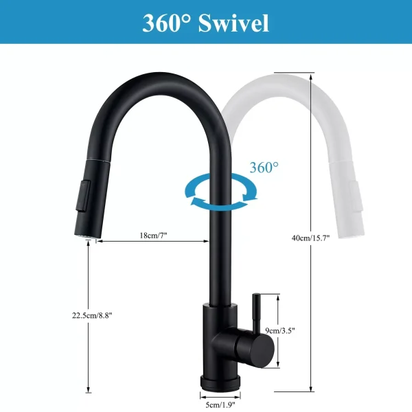 Black Pull Out Sensor Kitchen Faucet Touch Control Faucet 2 Function Mixer For Sink Tap Sprayer Single Handle Mixer Tap - Image 5