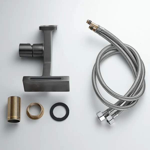 Gun Grey Bathroom Faucet Brass Waterfall Mixer Tap with Single Handle Chrome Black Finish Hot And Cold Crane Sink Tap - Image 6